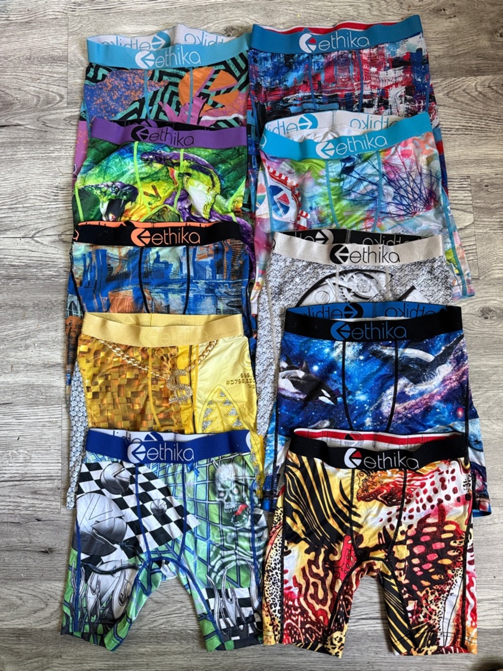 26 pair bundle of Ethika Kids' Multicolor Graphic Boxer Briefs